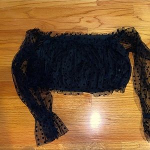 Ruffle Mesh Top🖤🖤